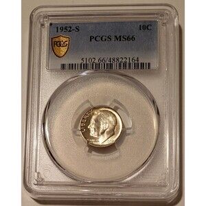1952 S Roosevelt Dime MS66 PCGS GSH